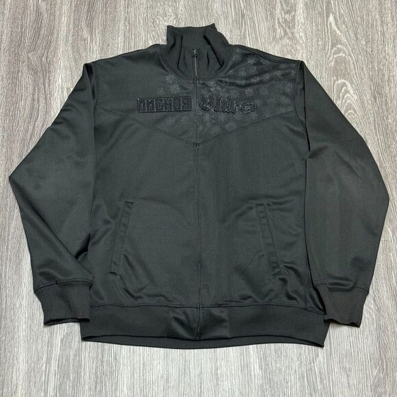 Vintage‎ Anchor Blue Track Jacket Mens Extra Large Black Full Zip Embroidered - Picture 1 of 9